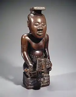 N'dop, king Mishe miShyaang maMbul; by artists of the Kuba Kingdom (Democratic Republic of the Congo); 18th century; wood; 49.5 cm; Brooklyn Museum, New York City