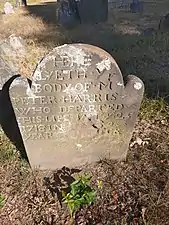 Brownstone tombstone carved by William Stanclift of Portland dated 1718.