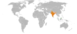 Map indicating locations of Brunei and India