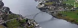 View of the village (left side) with the Karmsund Bridge