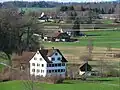 A farm, typical for the region Bubikon-Wolfhausen: farmhouse, bathhouse and barn