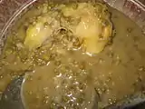 Bubur kacang hijau with durian