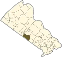 Location of Warrington Township in Bucks County