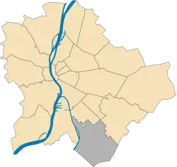 Location of District XXIII in Budapest (shown in grey)