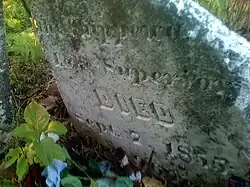 Headstone of Great Buffalo, in the La Pointe Indian Cemetery.