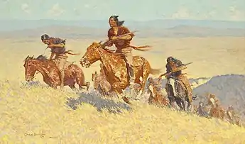 Buffalo Runners-Big Horn Basin by Frederic Remington, 1909, Oil on canvas