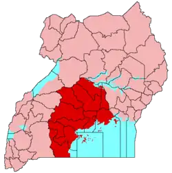 Buganda is shaded red on this map