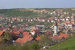 View of the church in Bukovac from a hill