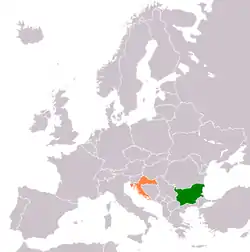 Map indicating locations of Bulgaria and Croatia