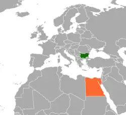 Map indicating locations of Bulgaria and Egypt