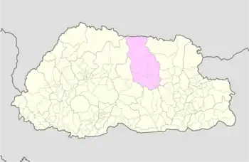 Map of Bumthang District in Bhutan