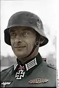 A German stahlhelm during World War II