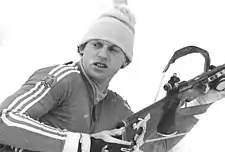 East German biathlete Holger Wick with his Suhl rifle.