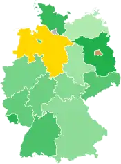 A coloured map of the states of Germany