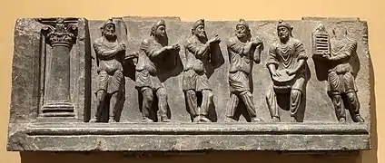 Indo-Scythian dancers, Buner reliefs, Gandhara, 1st-2nd century CE.