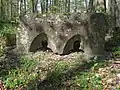 Stone blocks with remains of pointed arch windows