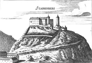 Copper engraving of Starhemberg Castle, 1672