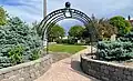 Entrance to Centennial Park, located near the courthouse and City Hall on Overland Avenue.