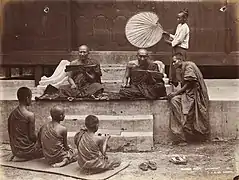 Burmese monks and novices, 1907