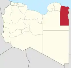 Map of Libya with Al Butnan district highlighted