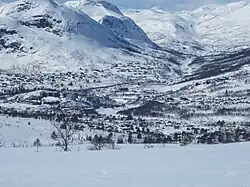 View of the village in winter