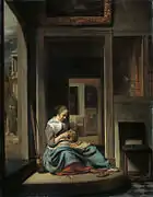 Girl peeling an apple 1667