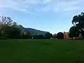 CCAP Church in Zomba with Zomba golf course and Zomba Plateau in the background