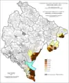 Share of Albanians in Montenegro by settlements 1991