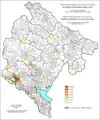 Share of Croats in Montenegro by settlements 1961