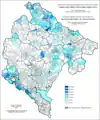 Share of Serbs in Montenegro by settlements 1971