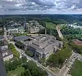 The Carnegie Institute and Library complex on Forbes Avenue, as well as Carnegie Mellon University campus as viewed from the 36th floor of the Cathedral of Learning.