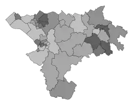 A map showing turnout across the council area