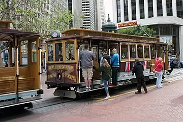 Cars at the California Street line terminus