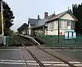 Caersws station and signal box (2015)