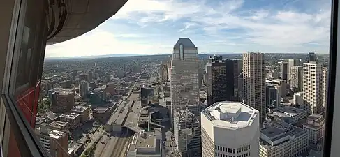 Wide angle view into downtown core