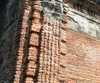 The church's bricks in detail