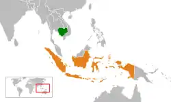 Map indicating locations of Cambodia and Indonesia