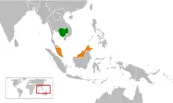 Map indicating locations of Cambodia and Malaysia