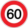 Maximum speed limit 60 km/h