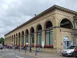 View of the railway station building.