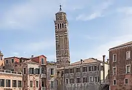 Campanile of Santo Stefano Venice, seen from the Campo Sant'Angelo.