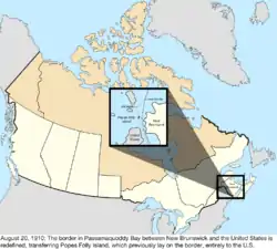 Map of the change to Canada on August 20, 1910