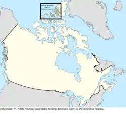 Map of the change to the international disputes involving Canada on November 11, 1930