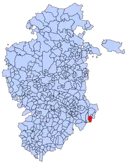 Municipal location of Canicosa de la Sierra in Burgos province