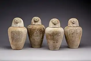 Canopic jars of Ruiu; 1504–1447 BC; painted pottery; Metropolitan Museum of Art (New York City)