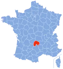 Location of Cantal in France