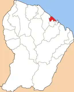 Location of the Canton of Macouria in French Guiana