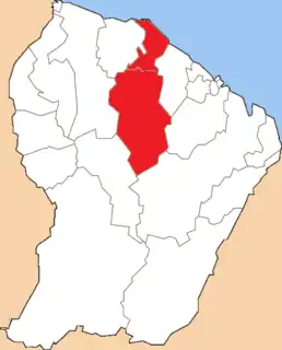 Location of the canton in French Guiana