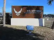 The sign located at the entrance to Cape Canaveral Space Force Station (then known as Cape Canaveral Air Force Station)