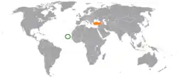 Map indicating locations of Cape Verde and Turkey